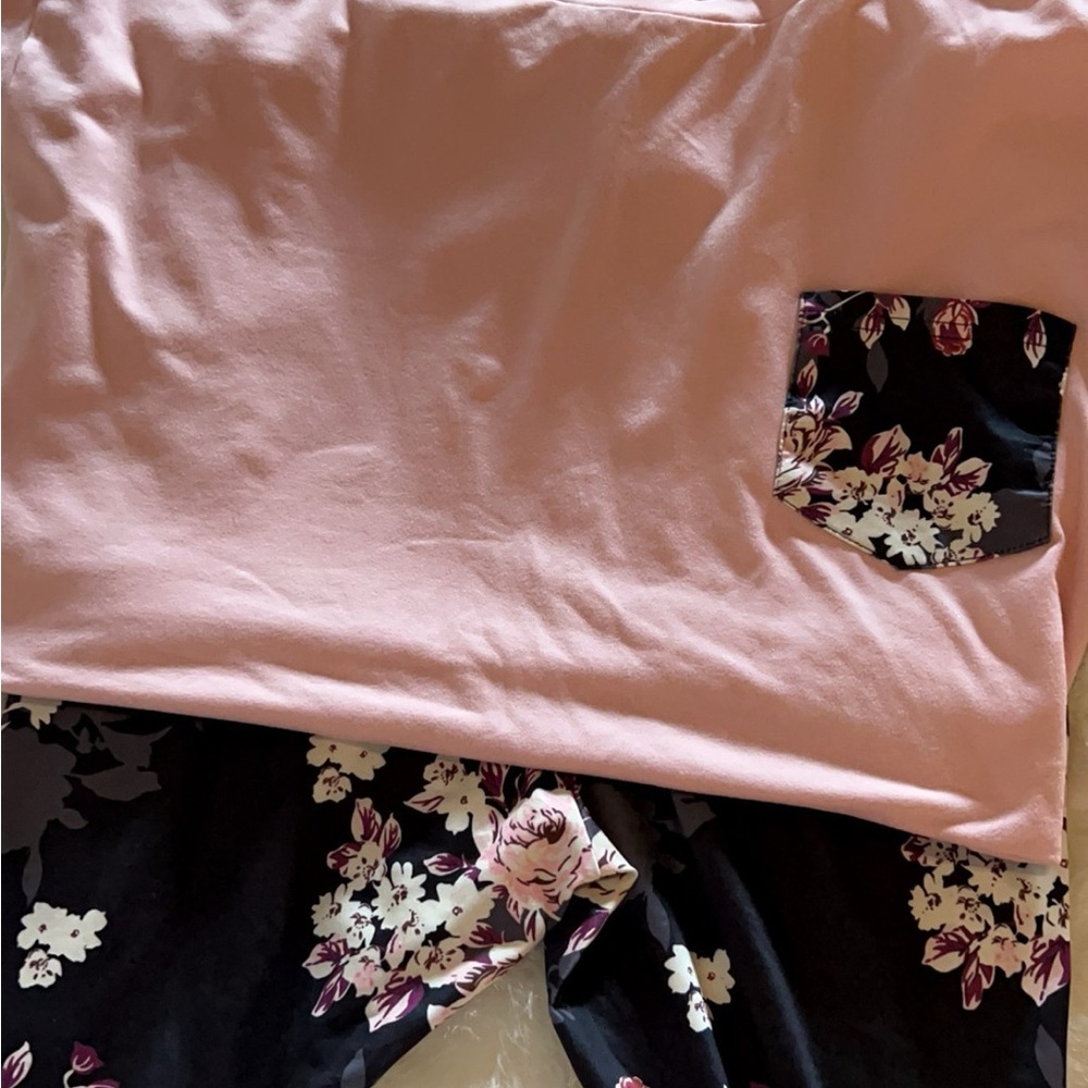 Pink and Black Floral Set